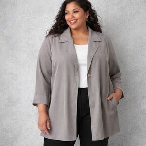Lightweight Taupe Open Front Cardigan Business Casual Plus Size 2X NWT